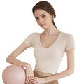 Workout Clothes Pilates Suit Short Sleeve With Chest Pad