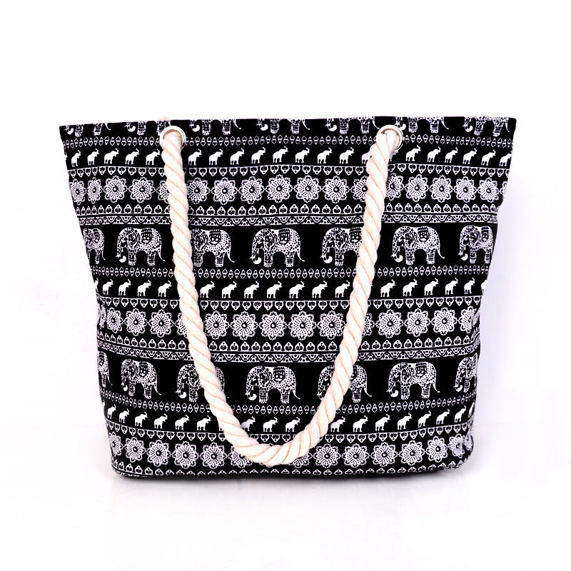 Trendy Korean Style Shoulder Bag Sports Casual Women's Bag Canvas Animal Shading Large Capacity