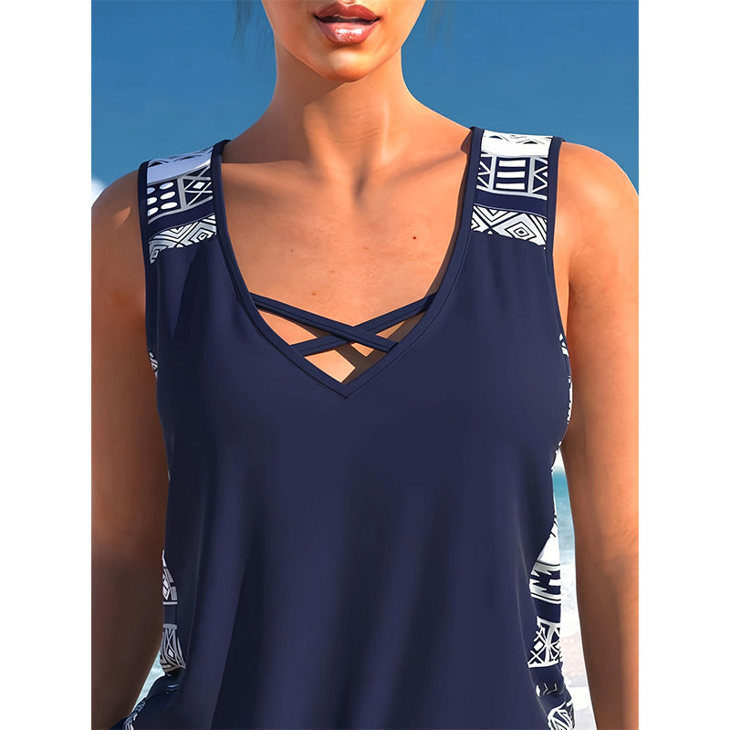 Women's Sports Hollow Conservative Split Swimsuit