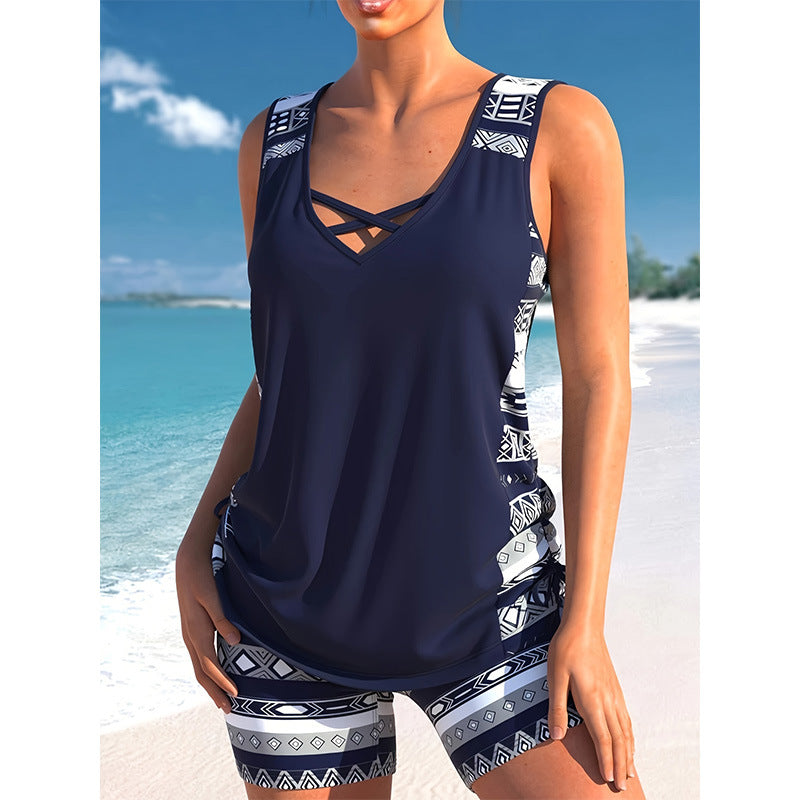 Women's Sports Hollow Conservative Split Swimsuit
