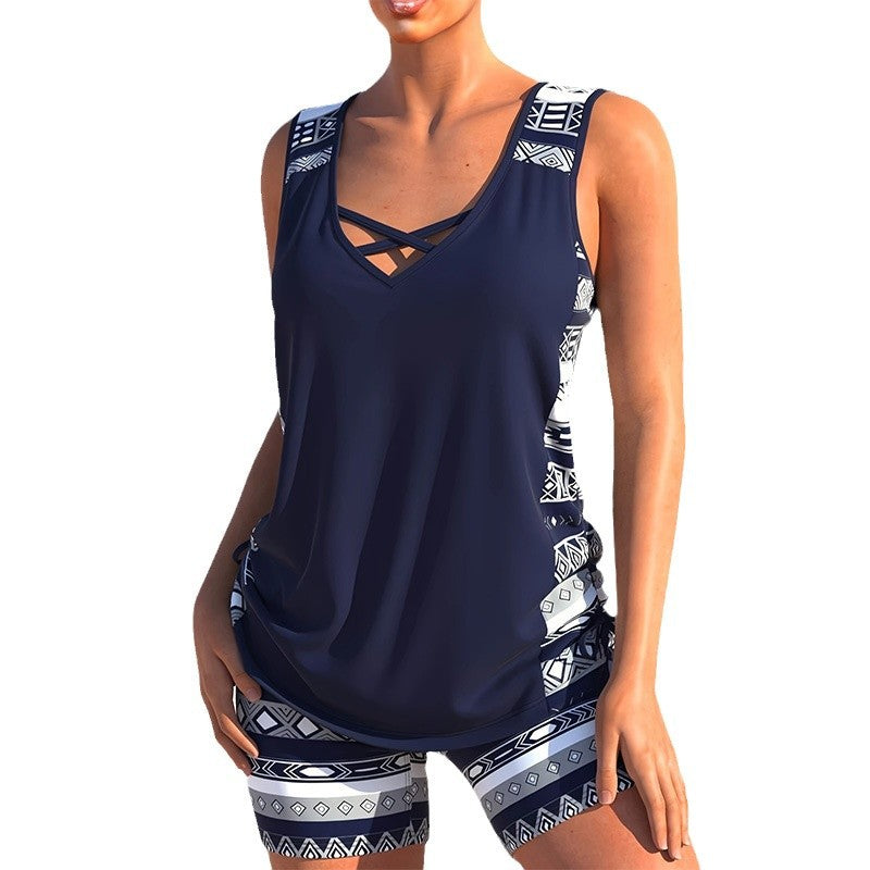Women's Sports Hollow Conservative Split Swimsuit