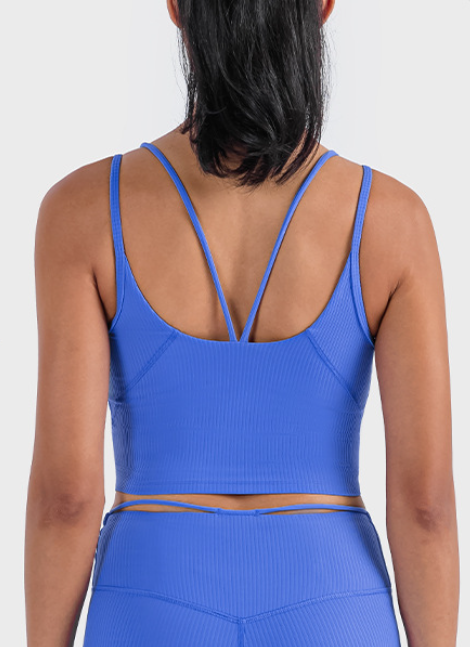 Front And Rear Unique Cross Sports Vest Female Vertical Bar Thread Soft Workout Yoga Top
