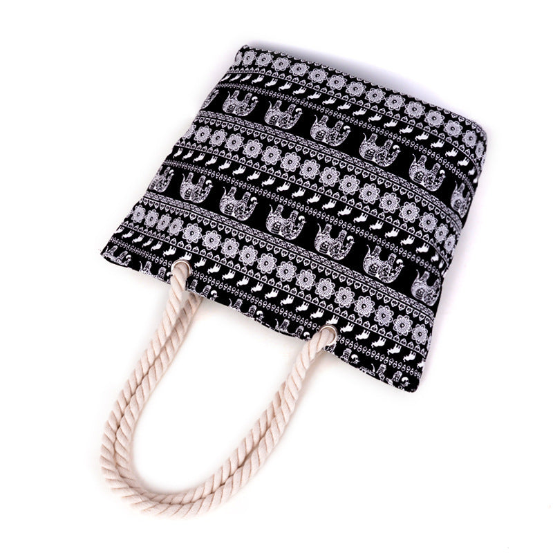 Trendy Korean Style Shoulder Bag Sports Casual Women's Bag Canvas Animal Shading Large Capacity